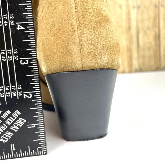 Zara Embroidered Taupe/Tan Suede 15.5” Pull-On Boots, Size 7.5 - Picture 11 of 15